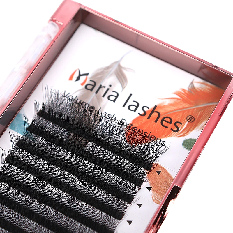 MARIA Logo 4D W Shaped Beam Eyelash Extensions Patch Faux Russian Private Label Wholesale Clusters Easy Fan Volume Lashes Makeup