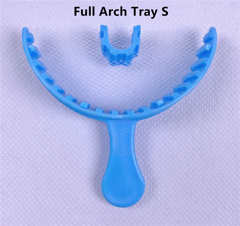 Denture Tray Dental Impression Anterior Trays Small Full Denture Bite Registration Net Gauge Blue Disposable Model B#