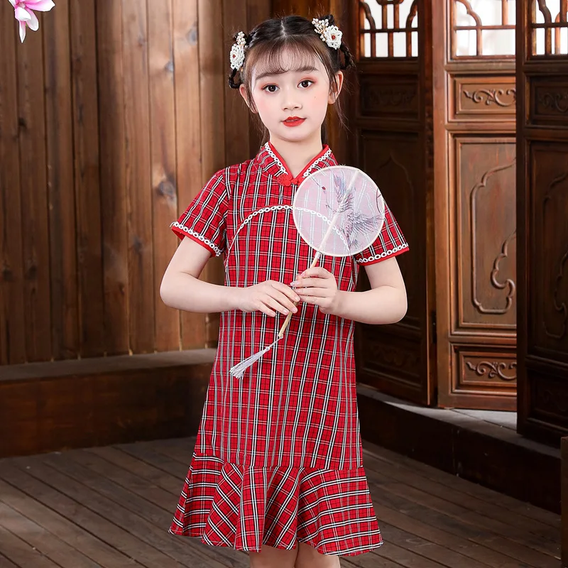 Mädchen Cheongsam Qipao Kleider Chinesischen Stil Retro Stickerei kinder Kleidung Tang Kleid Neue Jahr Traditionellen Party Kostüme