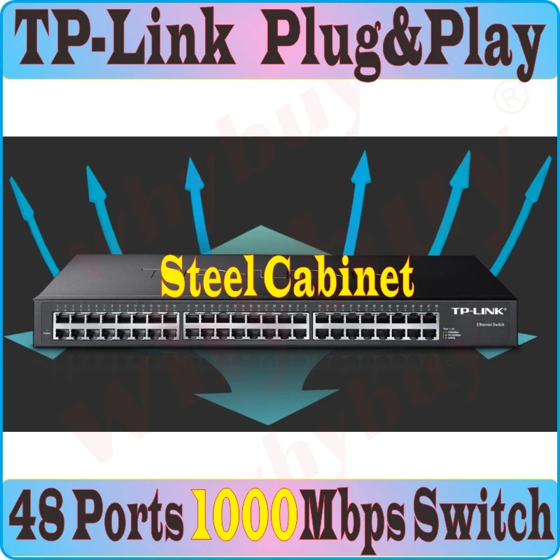

Подключи и работай, 48 портов, настольный гигабитный коммутатор 1000 Мбит/с, сетевой коммутатор Ethernet, LAN концентратор, полный или полудуплексный обмен, коммутатор данных RJ45