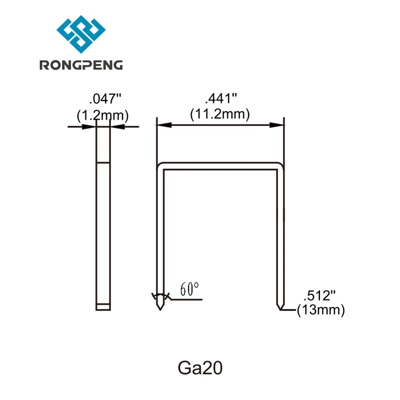RONGPENG standardowy rozmiar Gauge 18 lub Gauge 20 zszywki korona gwoździe do zszywacz pneumatyczny pneumatyczny gwoździarka