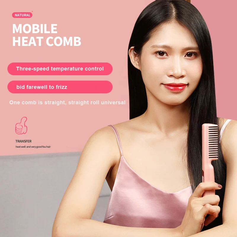 Piastra per capelli senza fili USB ferri da stiro piatti spazzola per raddrizzare i capelli pettine Styler dritto ondulazione arricciacapelli arricciacapelli