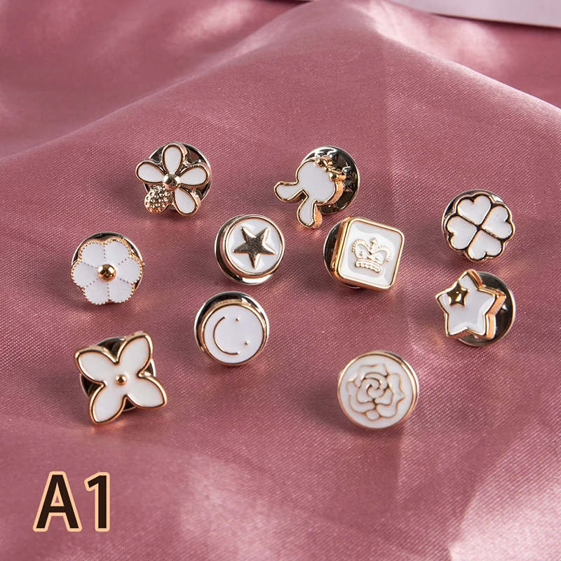 10 Pcs Women's Button Brooch Set Fashion Imitation Pearl Rhinestones Pin Coat Clothes Pins Accessories Gift Brooches for Women
