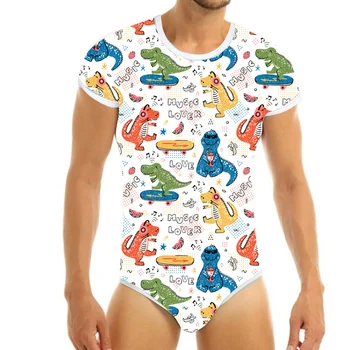 ABDL סרבל תינוקות למבוגרים תינוק הצמד מפשעה Romper Littlespace בגד גוף דינוזאור