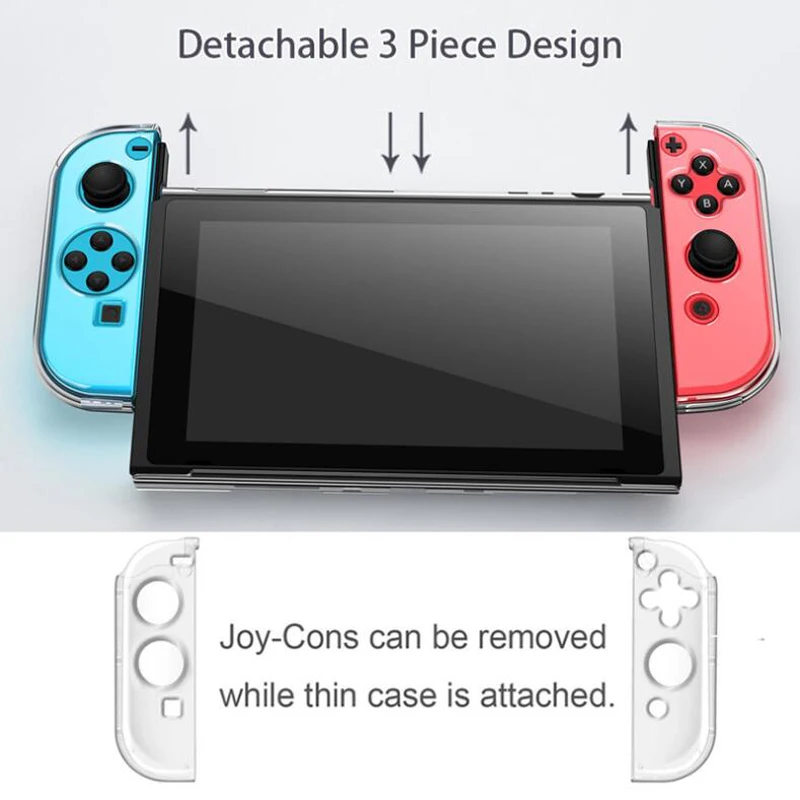 Clear PC Hard Case Protective Cover Shell for Nintendo Switch Console Joy-Con Controller Crystal Transparent Full Body Protector