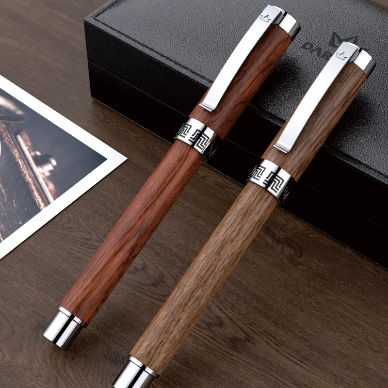 DARB New Wood Roller Ball Pen Walnut And Rosewood Business Office Writing Gifts Medium Point  Black  Refill Ballpoint Pens