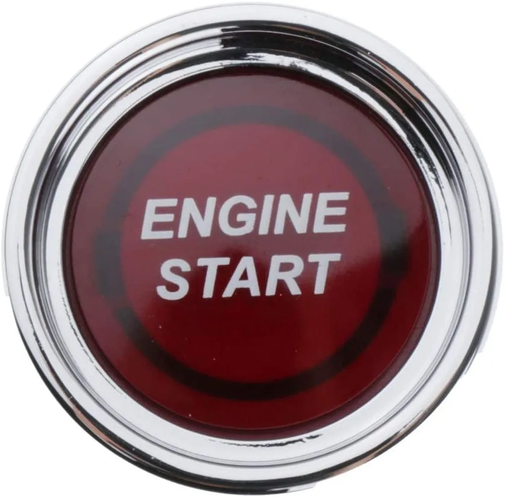 12V 50A Racing Car Vehicle Engine Start Push Button Switch Ignition Starter Momentary Start Switch Red LED Light 1.22'' x 1.77''