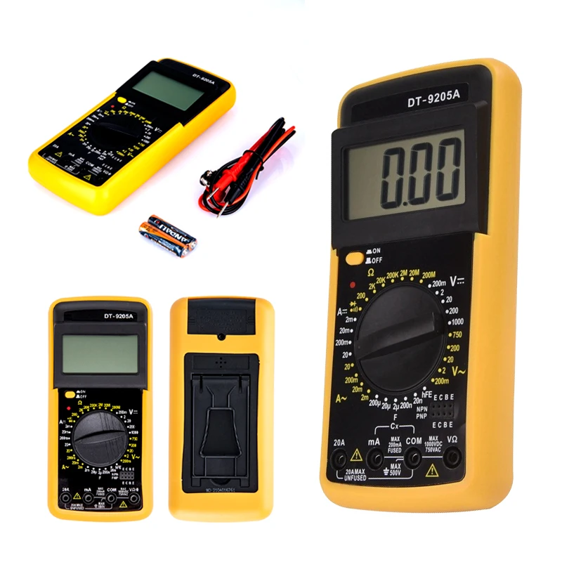 Digital Multimeter Tester Professional Automotive Multimeter DT9205A Handheld Ohm Capacitance AC DC Voltage Tester for Beginner