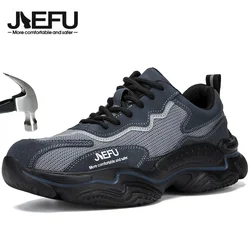 JIEFU Safety Shoes for Men Durable Steel Toe Work Trainers Lightweight Comfortable Construction Industry Shoes