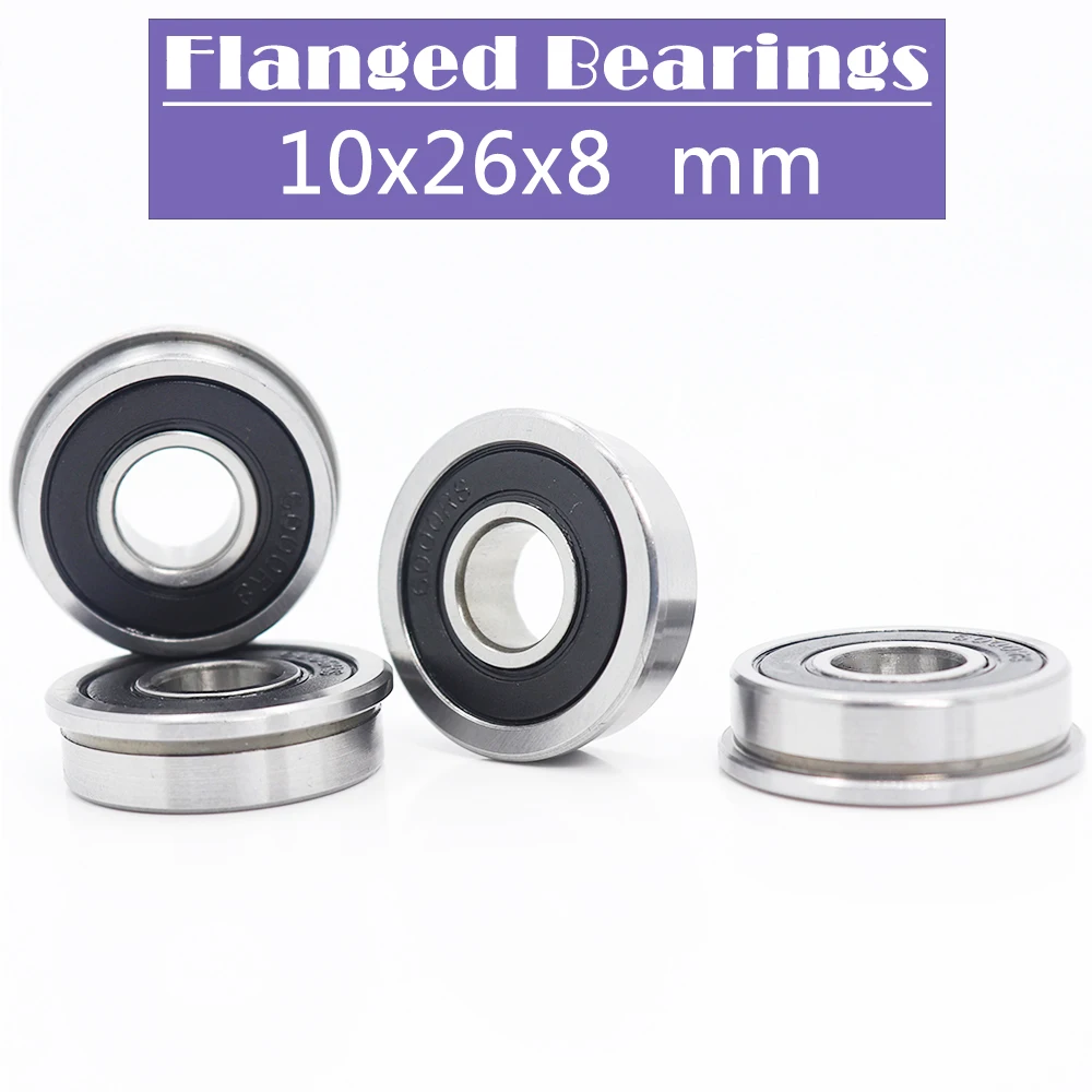 F6000RS Flange Bearing 10*26*8 mm ( 4 PCS ) Flanged F6000 RS 2RS 6000RS Ball Bearings