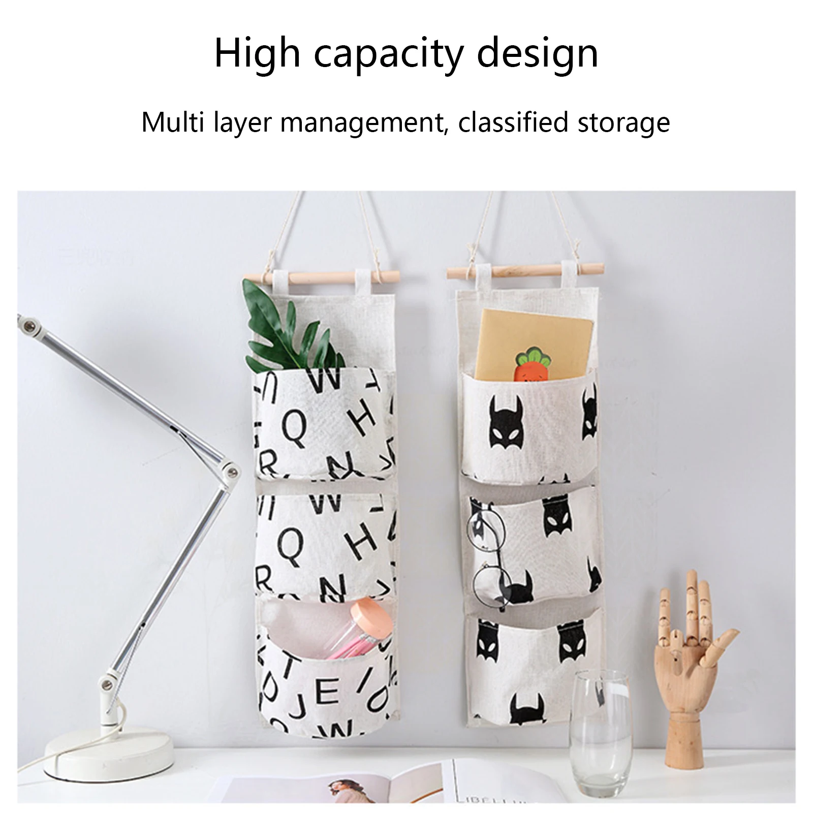 Wall Hanging Storage Bag Over The Door Organizer 3 Pockets Hanging Storage Bag for Home Bedroom