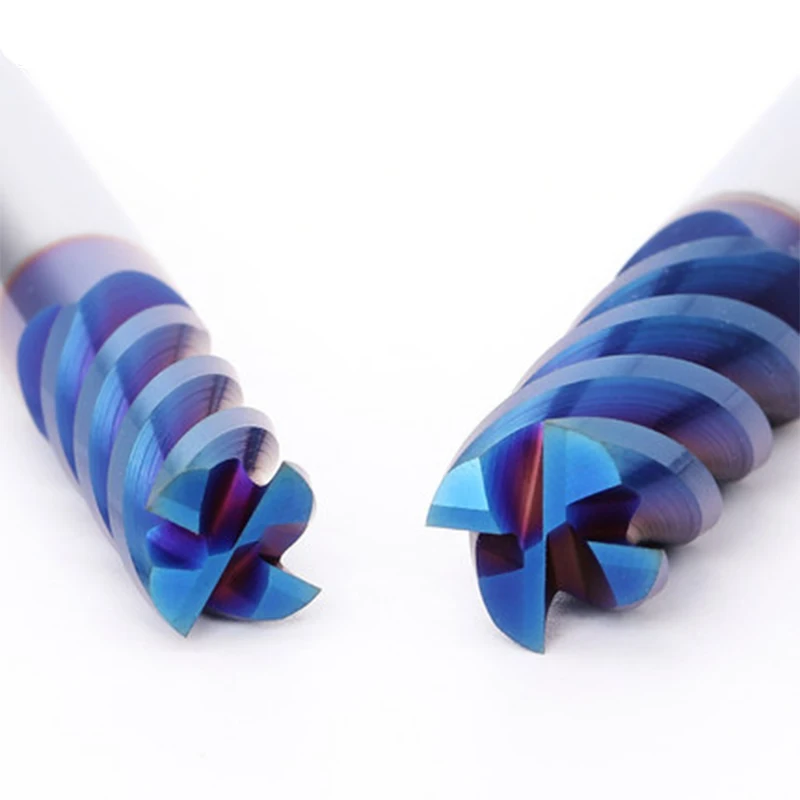 Free shipping Tungsten Steel End Mills 1 - 16mm Nano Blue Coating HRC65 Flatten Carbide  Milling Cutter Cutting Tools