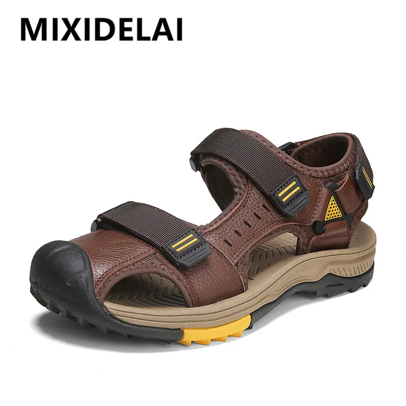 Hot Sale Summer Beach Men\'s Sandals Handmade Genuine Leather Sandals Outdoor Non-slip Wading Shoes Comfortable Men Casual Shoes