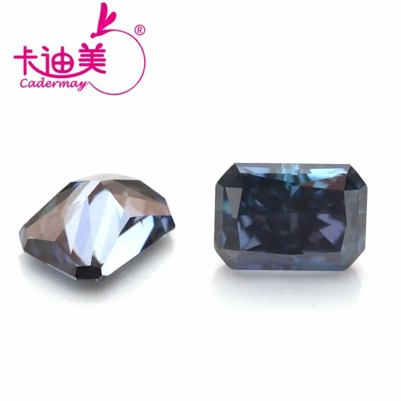 

CADERMAY Wholesale Price Dark Blue Gray Color Radiant Cut Moissanite Gemstones 5x7mm 6x8mm 7x9mm Lab Grown Diamond for Jewelry