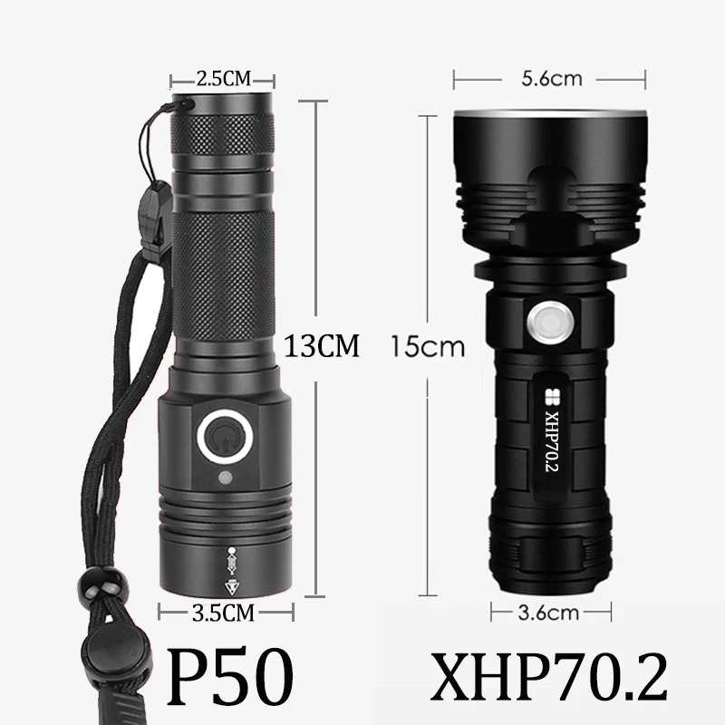 Super Powerful LED Flashlight XHP70.2 Tactical USB Torch xhp50 lamp Rechargeable 18650 26650 battery Lantern for Camping fishing