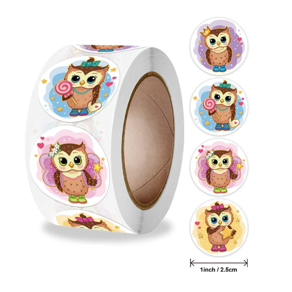 50-500pcs Cute Owl Designs Pattern School Teacher Reward Sticker Animals Cartoon Stickers for Kids Toys Sticker Various