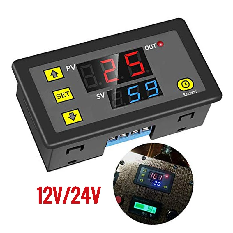 Timing Vertraging Relais Board Module Relais Schakelaar Cyclus Timer Programmeerbare Digitale Van Led Dual Time Display Voor Auto 0 ~ 999 Dc 12V 24V