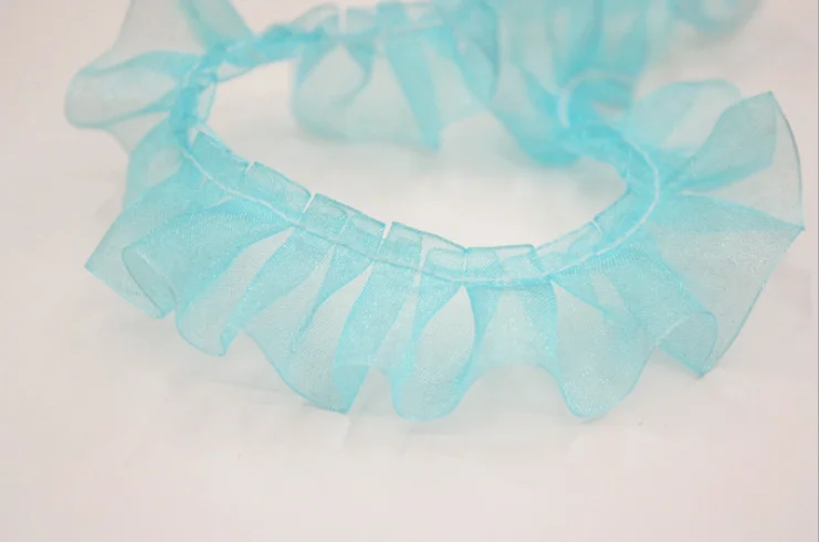 40Yards 2.5cm Chiffon Ruffled Lace Trim Pleated Ribbon DIY Accessory Hemline For Doll Dress