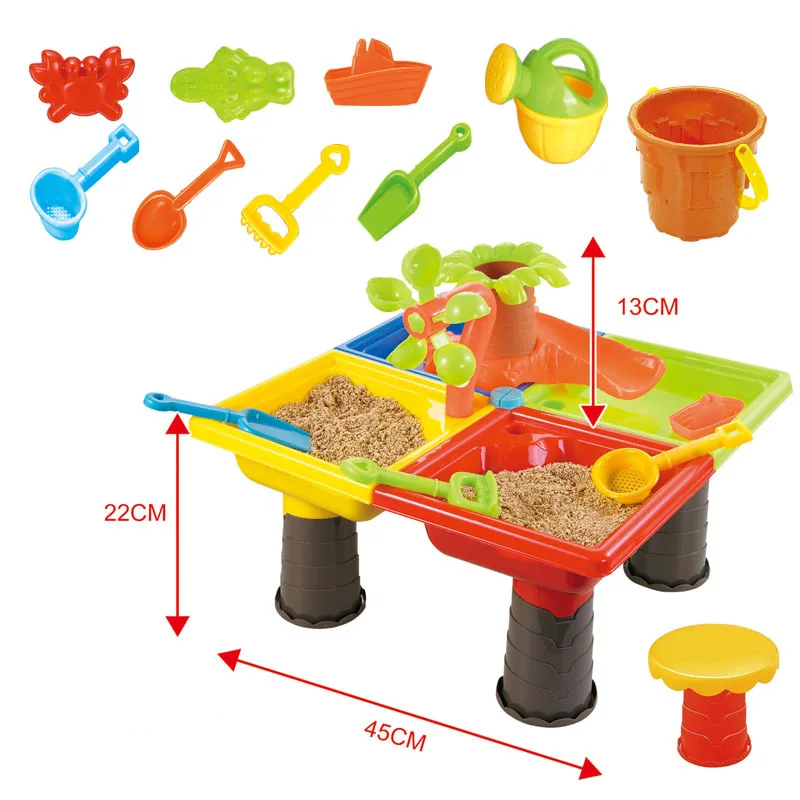 1 conjunto de crianças praia água mesa areia jogar brinquedos conjunto bebê sandpit dragagem ferramentas de praia mesa de jogo sandbox para crianças