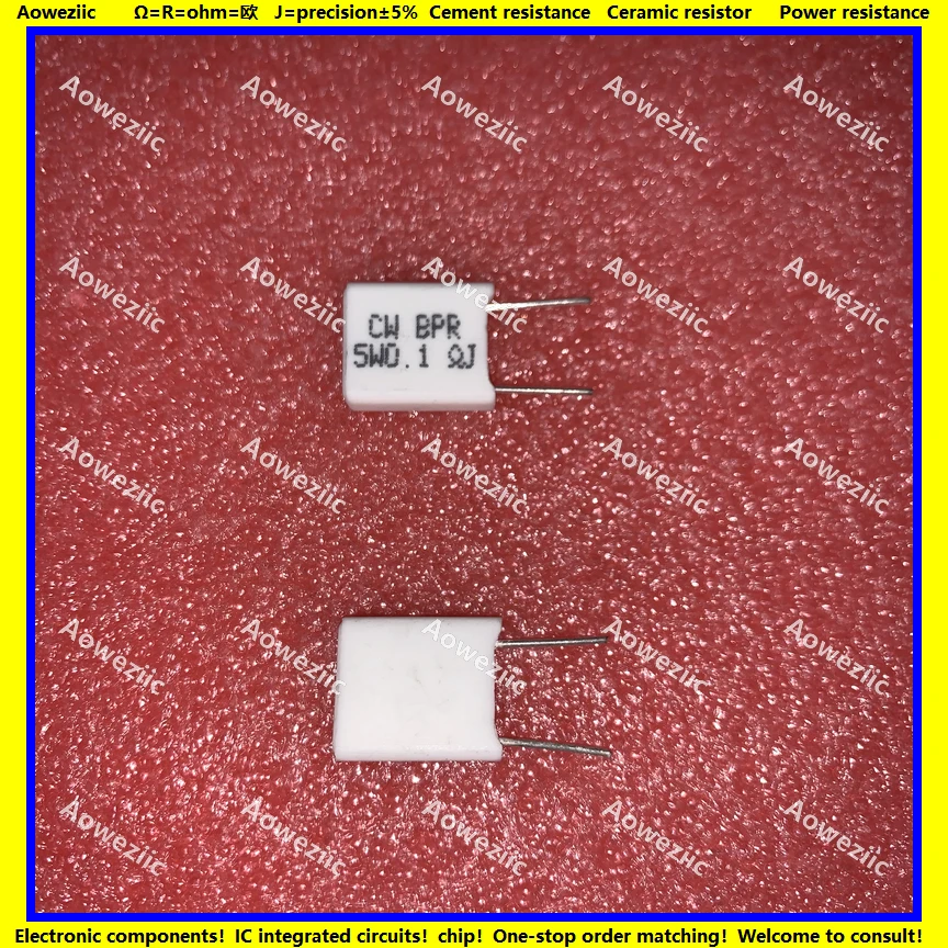 

10Pcs Inductionless Cement Resistor 5W 0.1 ohm 0.1 R 0.1RJ 5WR1J 5W0R1J Ceramic Resistance precision 5% Non-inductive Resistor