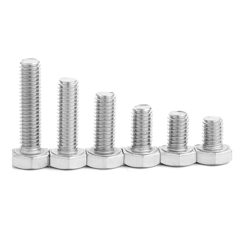 2-20pcs External Hex Hexagon Head Screws with Full Thread M3 M4 M5 M6 M8 M10 M12   304 Stainless Steel Hexagon Head Bolt DIN933