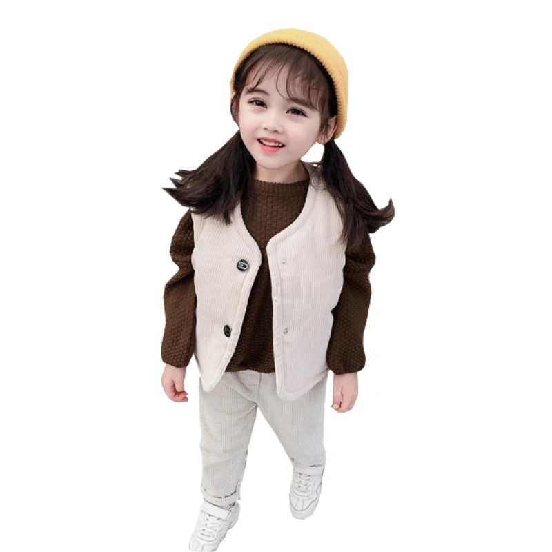 Jacket for girls vest corduroy fabric thickened warmth boys 1-7 years old Beibei fashion high-quality Casual children's clothing