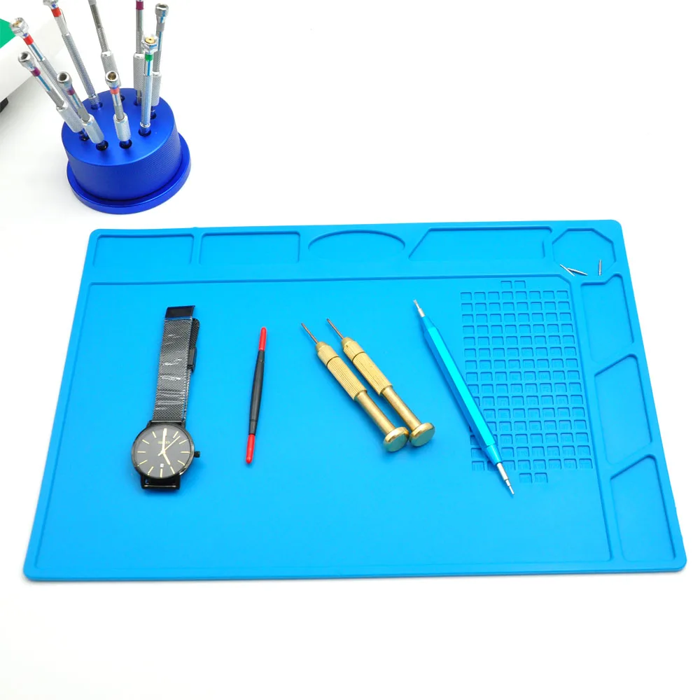 High Quality Blue Silicone Watch Repair Pad,Non-Slip Soft 32*24cm Soft Repair Mat Cushion Tools for Watchmakers