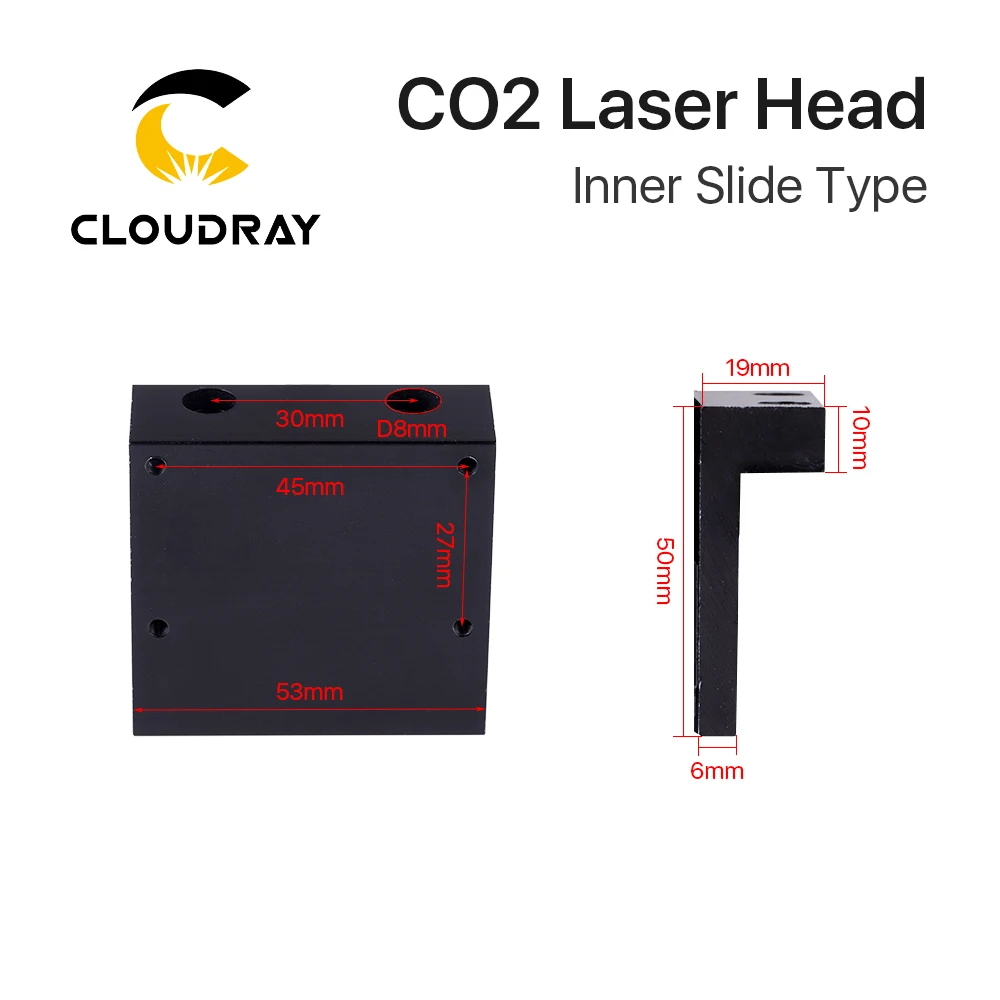 Cloudray – glissière intérieure CO2, tête Laser avec buse d'assistance à l'air pour Rail intérieur