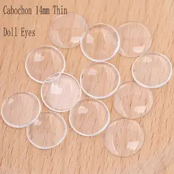 Onwear-cabujón de cristal plano transparente, 14mm, fabricación de Ojos de muñeca, accesorios de bricolaje, 50 unidades