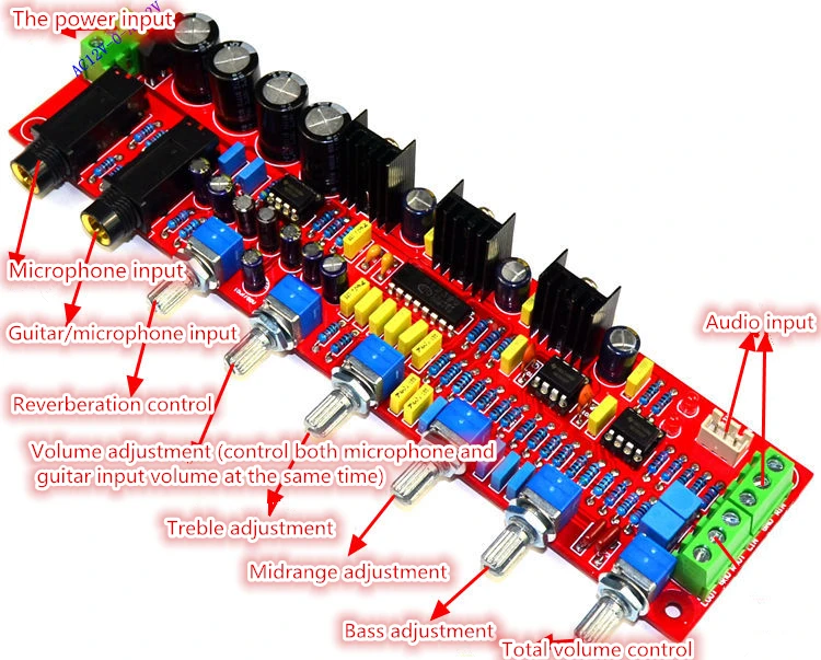 Free shipping PT2399 Microphone Karaoke Tone Board Preamplifier DIY Amplifier Module NE5532 Op With Adjustment Volume Control