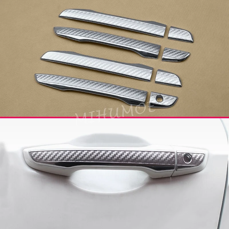 

Door Handle Strips For Honda CRV 5th 2017 2018 2019 2020 CR-V Chrome Carbon Fiber Texture Cover Accessories