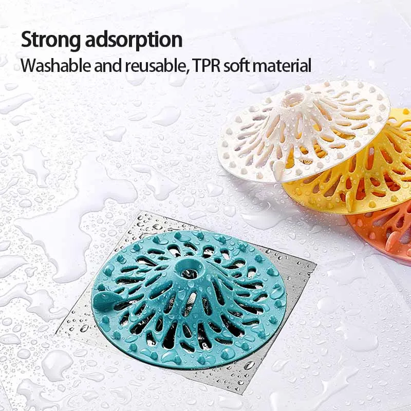 1Pc4colors Anti-clogging Hair Filter Floor Drain Cover Household Kitchen Sink Residue Filter Bathroom Sewer Hair Deodorant Drain