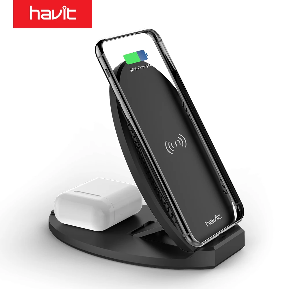 10W Qi Fast Wireless Charger Foldable Stand Fast Charging For iPhone 13 12 11 Xs Max X XR AirPods Pro Samsung Huawei Xiaomi