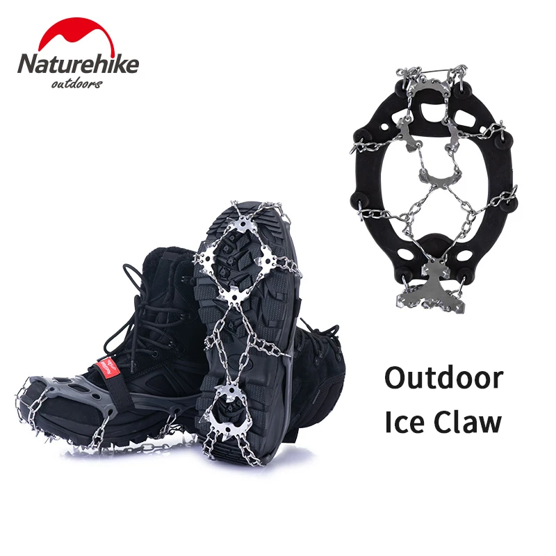 Naturehike 1pair 13 /19 Teeth Anti-slip Climbing Crampons Outdoor Ice Claws Snow Gripper Hiking Shoe Boot Grips Chain Spike