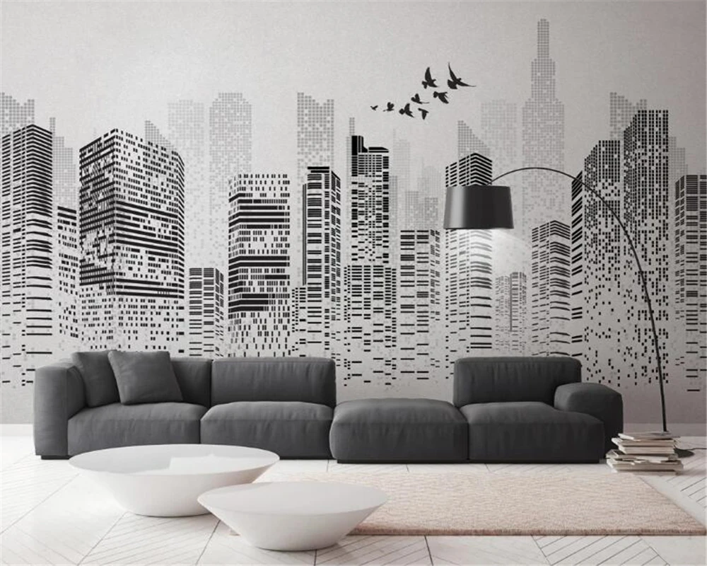 

Custom wallpaper European black and white urban architecture living room bedroom background wall home decoration 3d wallpaper