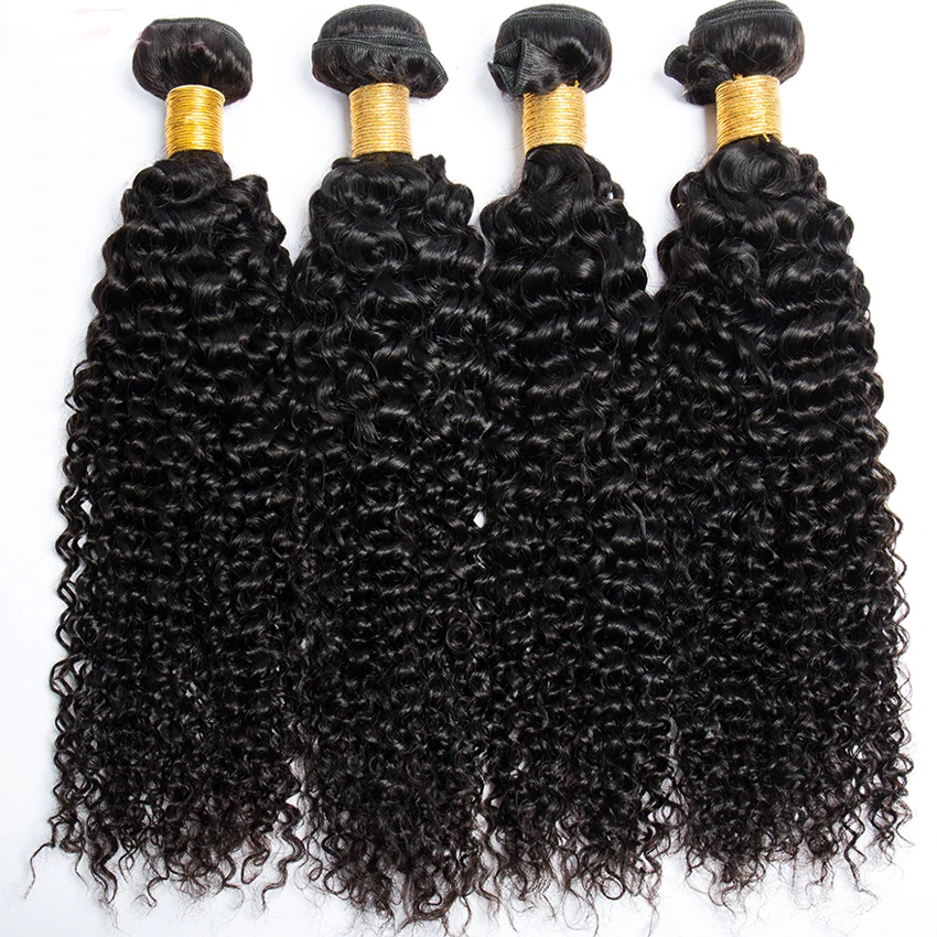 Lemoda Hair Kinky Curly Bundles Brazilian Human Hair Extensions Remy Natural Color Weave 30 Inch Deep Wave Bundles 1 3 4 Piece