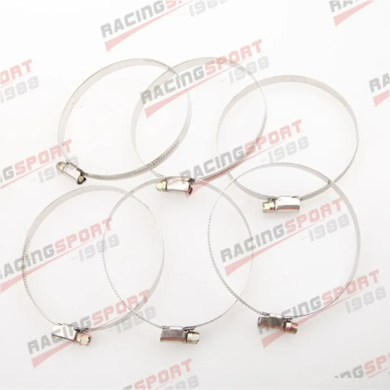 6PCS Stainless Steel Adjustable Drive Hose Clamps Fuel Line Worm Clips 60-80mm