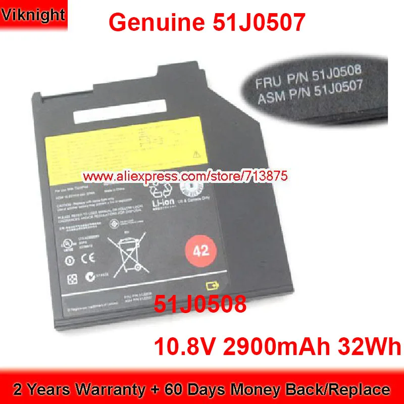 Genuine 51j0508 51j0507 Bateria para Lenovo Thinkpad R400 R500 T400 T420s 4170cto T500 T60 T60p T61 32wh T61p 10.8v 2900mah