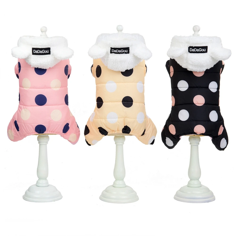 Winter Pet Clothes For Small Large Dogs Thicken Plush Jumpsuit Jacket Winter Dog Clothes Cute Dot Yorkies Chihuahua Pug Coat