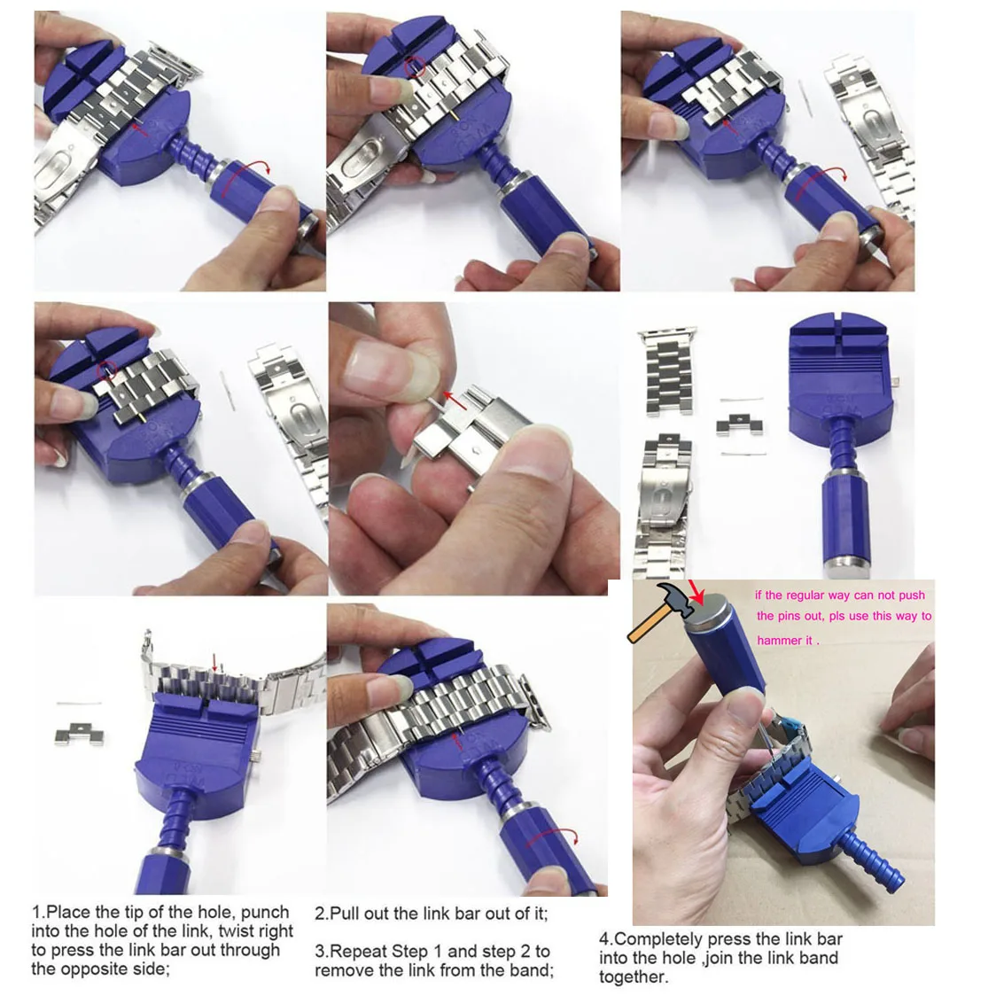 3mm Thickness Hard Watch Band Chain Link Remover Updated Version Watch Strap Beads Remove Tool Band Length Adjust Repair Tool