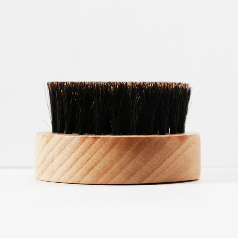 Brosse à barbe pour hommes, poils de sanglier, manche rond en bois dur, ensemble de moustache, massage du visage, beauté