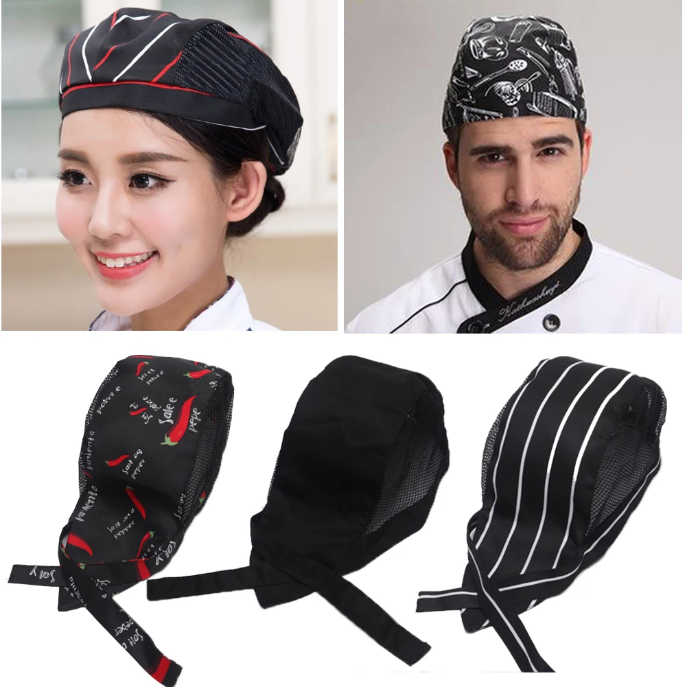 Men Women Mesh Patchwork Chef Restaurant Kitchen Cooking Work Wear Hats Beret Hotel Bakey Cafe Waiter Breathable Cap