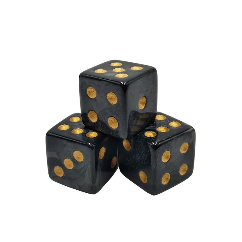 10pcs/pack 16mm Acrylic Black Dice Square Corner Entertainment Party Cubes Mahjong Accessories Game Dice