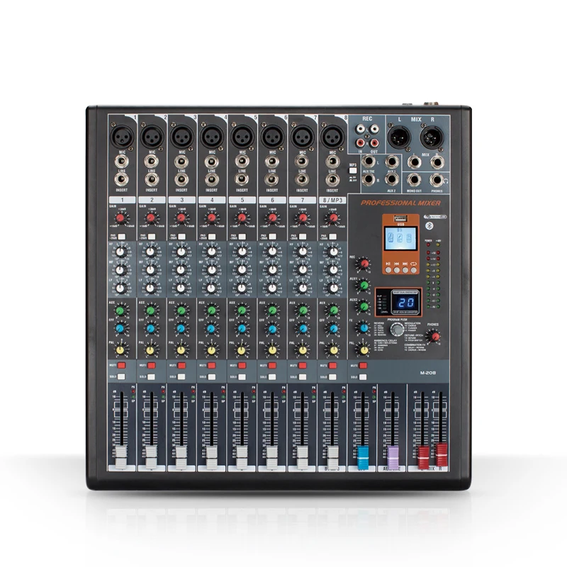 Professional Audio Mixer para Reunião de Conferência, DJ Console com USB, DSP, Line Array Speaker, Palco, Clube, 8, 12 Canais
