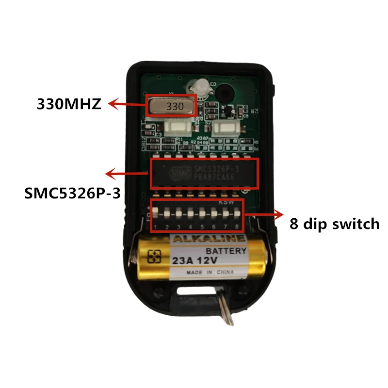 8 Dip Switch 433Mhz 330mhz Smart Copy Remote Control Fixed Code 2 CH Duplicator For Gate Garage Door Opener or Alarm System