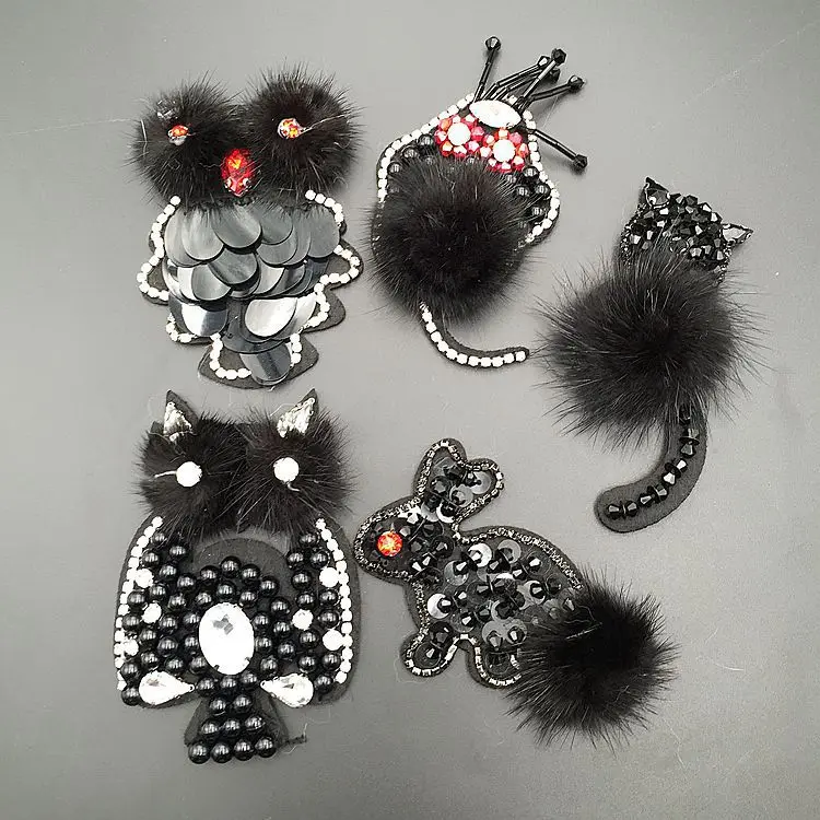 Manual Nail Bead Animal Cloth Sticking Owl and Rabbit Clothing Shoes Hats Diy Cloth Patching Accessories