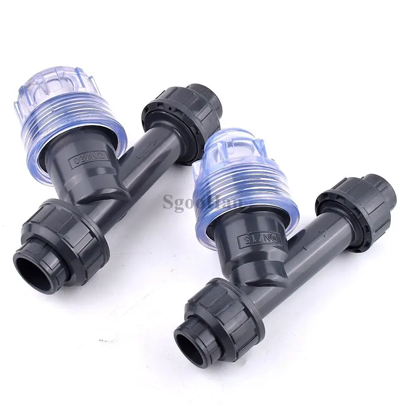 

1pc 20~63mm Transparent UPVC Y-Type Filter Aquarium Fish Tank PVC Pipe Connector Irrigation Filters Garden Watering Tube Joints