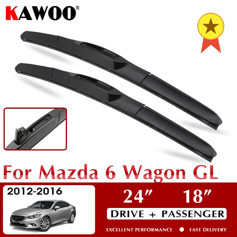 

KAWOO Wiper Front Car Wiper Blade For Mazda 6 Wagon GL 2012-2016 Windshield Windscreen Front Window Accessories 24"+18" LHD RHD