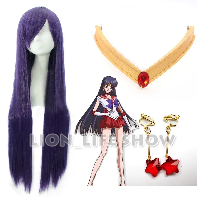 Sailor Mars Hino Rei EVA złoty nakrycia głowy z pałąkiem na głowę Tiara czerwony kolczyk Cosplay Accesseries cos Hairwear