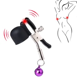 Nipple Clamp Bell Vibration Nipple Clamp Breast Vibrator Nipple and Chest Stimulation Masturbation Flirt Device Sex Toys